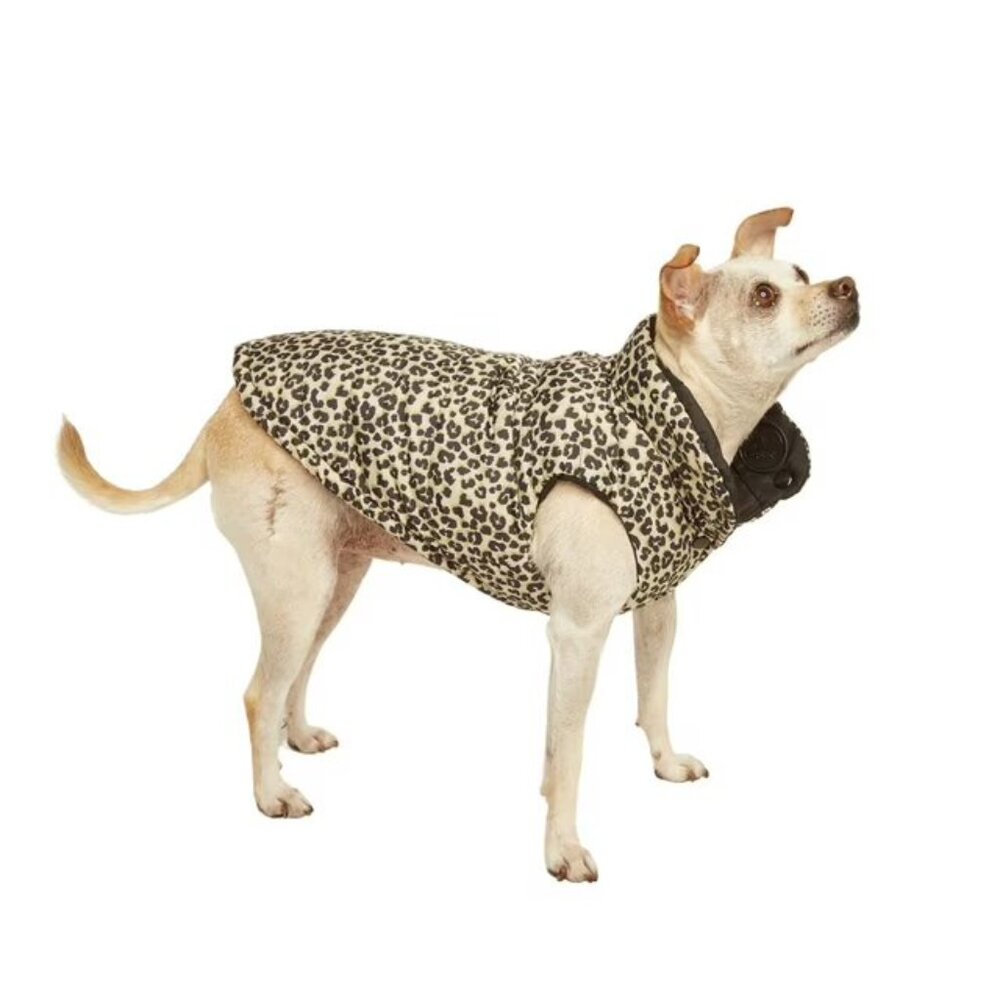 CANINI by Baguette Leopard/Black Reversible Pawffer Jacket, Medium